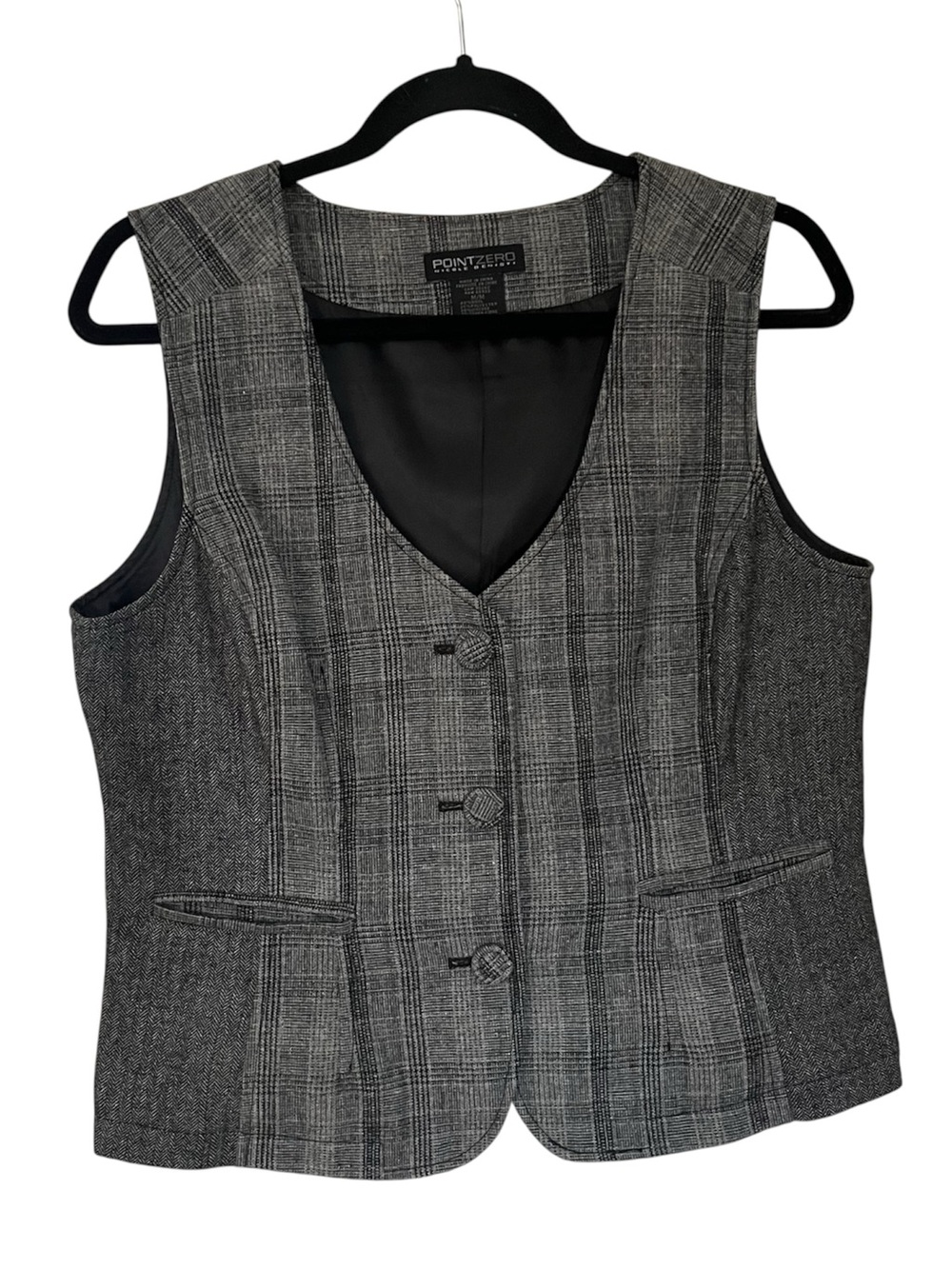 Point Zero Wool Blend Grey Plaid Vest